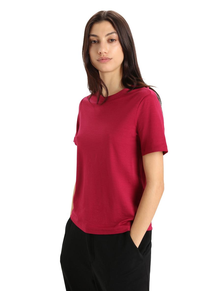 Icebreaker MerinoFine™ Lyhyt Sleeve Naisten T Paidat Pinkki | FI 1612HAPK